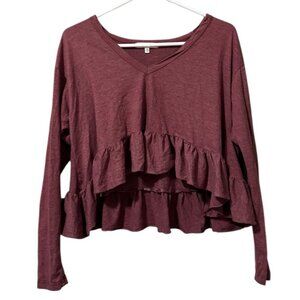 Truly Madly Deeply Anthropologie Women Size XS Crop Top Long Sleeve Boho Peasant